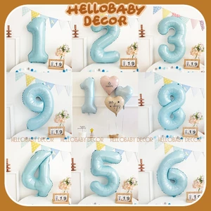 Bóng số màu xanh pastel trang trí tiệc - số tuổi - sinh nhật - sự kiện (80cm)
