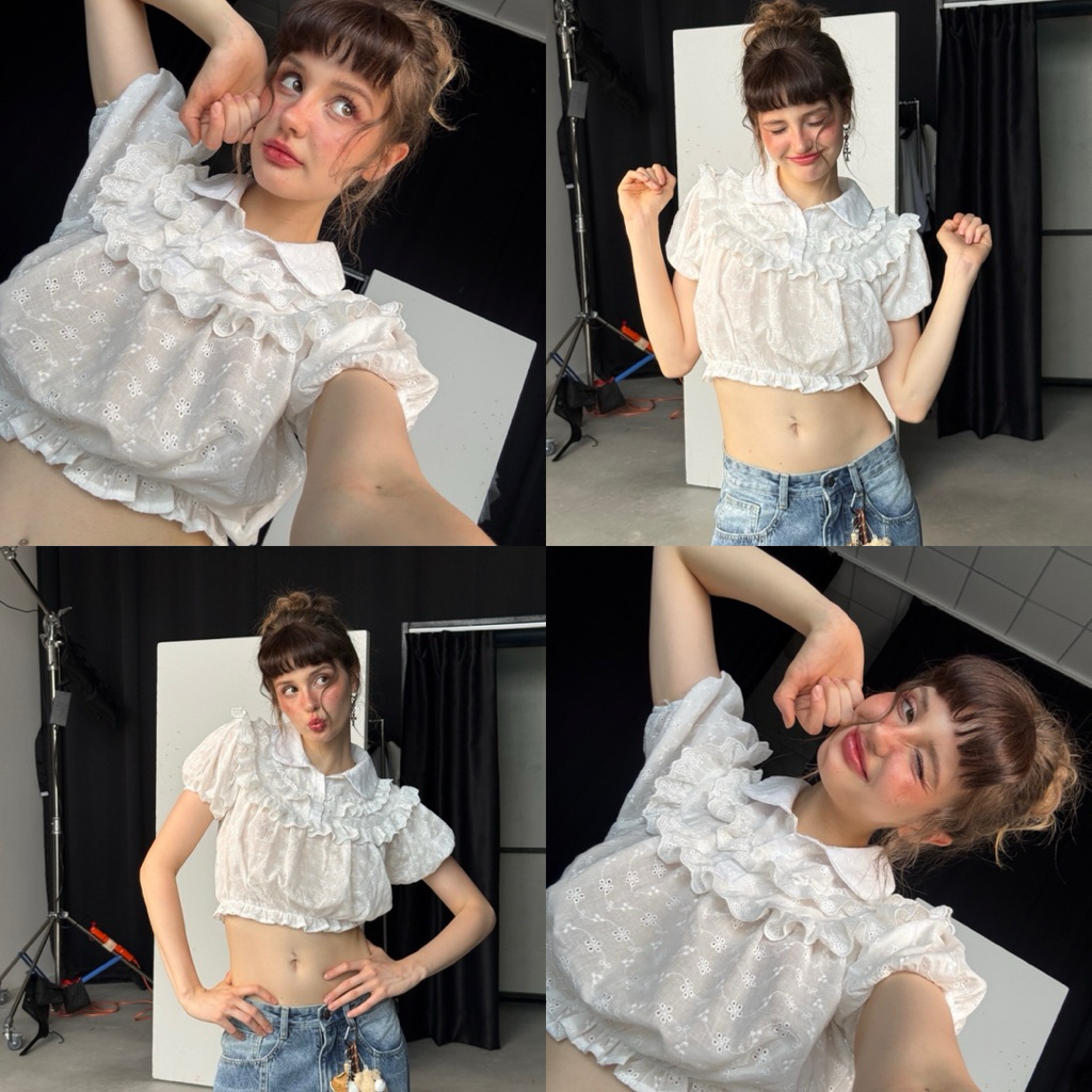 (Tách lẻ set) Sugarplum Set - Remmus | Set áo blouse và quần bloomer chất liệu cotton thêu