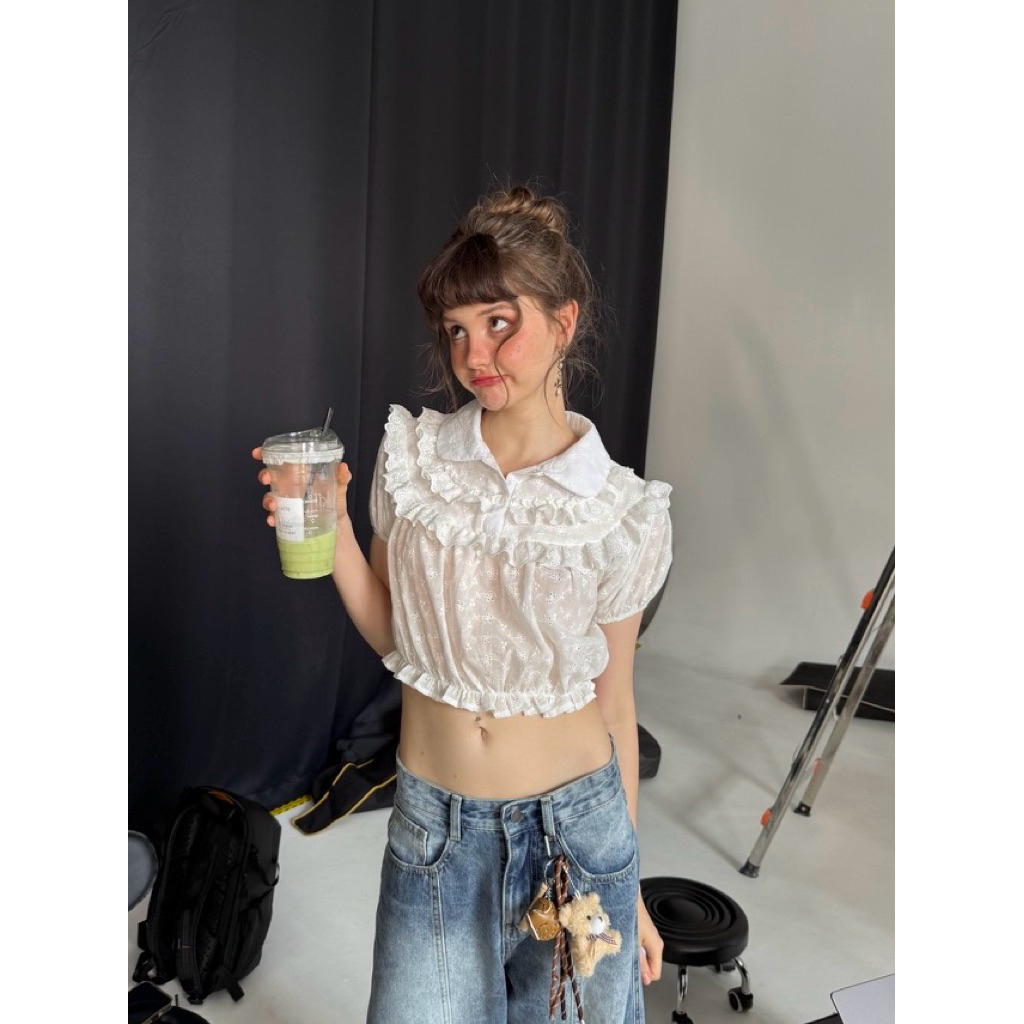 (Tách lẻ set) Sugarplum Set - Remmus | Set áo blouse và quần bloomer chất liệu cotton thêu
