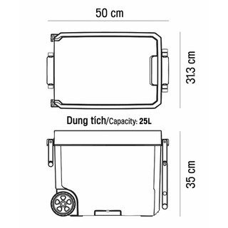 Thùng đá giữ lạnh LUGO MATSU dung tích 25L - 35L Giữ lạnh 24h, bánh xe linh hoạt, quai xách tiện lợi