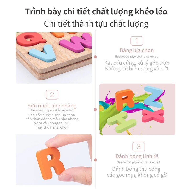( Kích Thước 20x20 Cm) Đồ Chơi Bảng Nổi Ghép Bằng Gỗ Kích Cho Bé Làm Quen Với Chữ Và Số