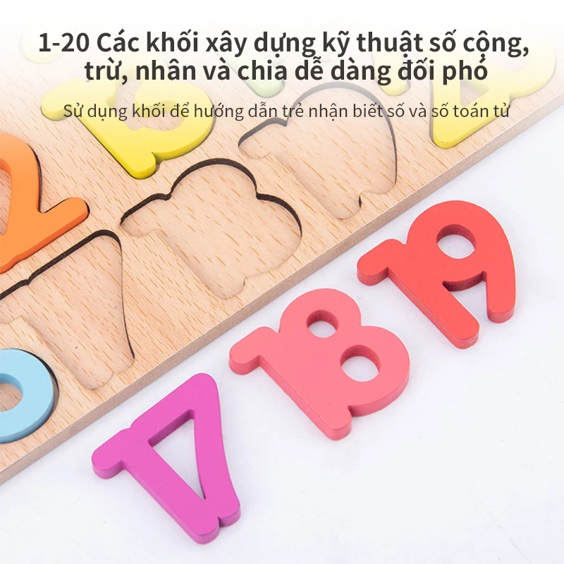 ( Kích Thước 20x20 Cm) Đồ Chơi Bảng Nổi Ghép Bằng Gỗ Kích Cho Bé Làm Quen Với Chữ Và Số