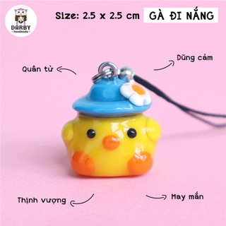 (Đồ Handmade) Dây treo điện thoại GÀ ĐI NẮNG - Thép không gỉ