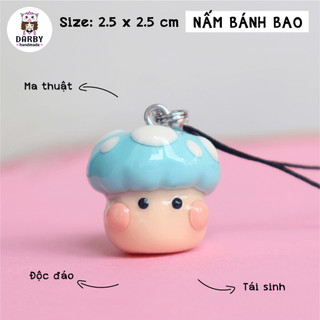 (Đồ Handmade) Dây treo điện thoại NẤM BÁNH BAO - Thép không gỉ