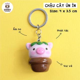 (Đồ Handmade) Móc khóa CHẬU CÂY ỦN ỈN - Thép không gỉ