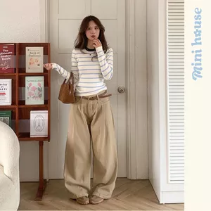 𝐌𝐢𝐧𝐢 𝐇𝐨𝐮𝐬𝐞 - Quần kaki nữ ống rộng xếp ly màu NÂU CÀ PHÊ vibe thu đông basic Woman Pants Ong Mini07