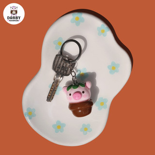 (Đồ Handmade) Móc khóa CHẬU CÂY ỦN ỈN - Thép không gỉ