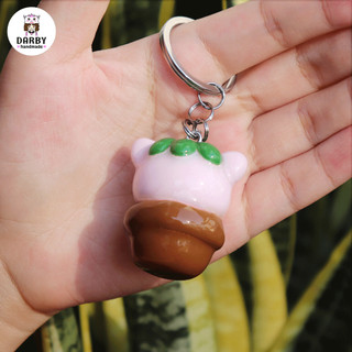 (Đồ Handmade) Móc khóa CHẬU CÂY ỦN ỈN - Thép không gỉ