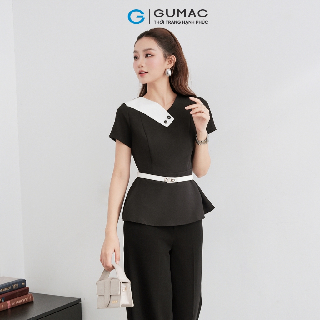 Set lẻ Áo peplum phối cổ  AF07046 - Chân váy nữ GUMAC xòe đổ sườn  VF07045