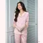 Bộ đồ pijama lụa dài, áo có vạch ti tiện lợi dành cho mẹ bầu và sau sinh - B700 B2MUM