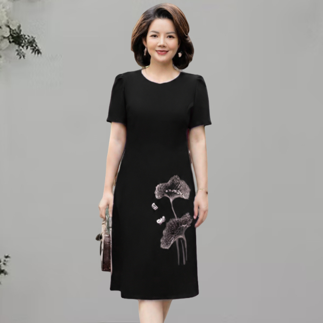 Đầm dự tiệc -Đầm Trung niên- Đầm Suôn-Thêu Kim sa Phale Sang trọng