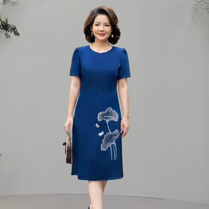 Đầm dự tiệc -Đầm Trung niên- Đầm Suôn-Thêu Kim sa Phale Sang trọng