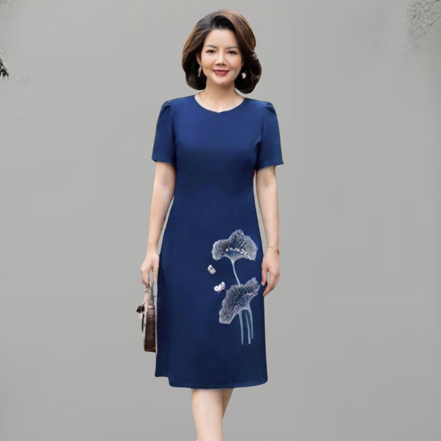 Đầm dự tiệc -Đầm Trung niên- Đầm Suôn-Thêu Kim sa Phale Sang trọng