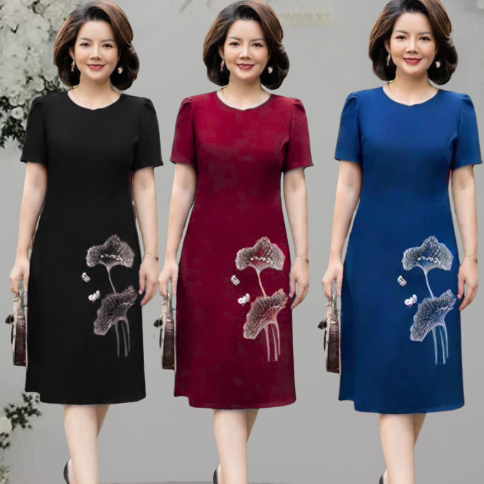 Đầm dự tiệc -Đầm Trung niên- Đầm Suôn-Thêu Kim sa Phale Sang trọng