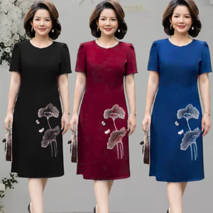 Đầm dự tiệc -Đầm Trung niên- Đầm Suôn-Thêu Kim sa Phale Sang trọng