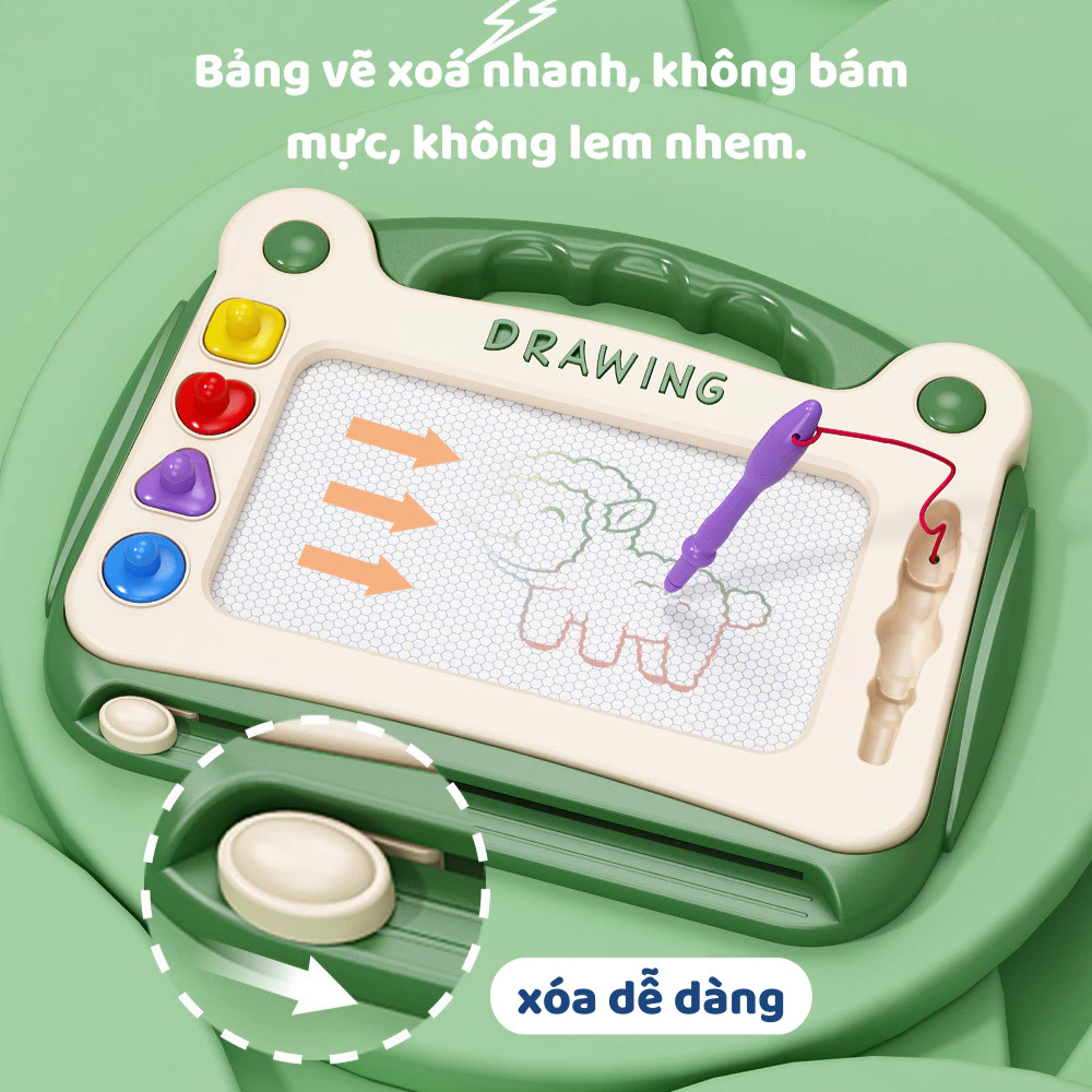 Bảng Viết Thông Minh có chân Kèm Bút Màu Cho Bé Học Tập Bảng Vẽ 2 Mặt Từ Tính Nam Châm Dễ Xóa