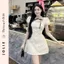 Đầm Xòe Họa Tiết Chấm Bi Tay Phồng Dễ Thương