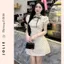Đầm Xòe Họa Tiết Chấm Bi Tay Phồng Dễ Thương