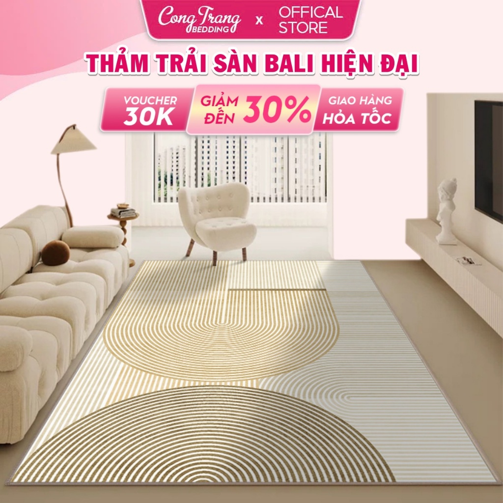 Thảm Trải Sàn Bali Nhiều Phong Cách Trải Phòng Khách, Phòng Ngủ Sang Trọng - Đế Cao Su Chống Trơn
