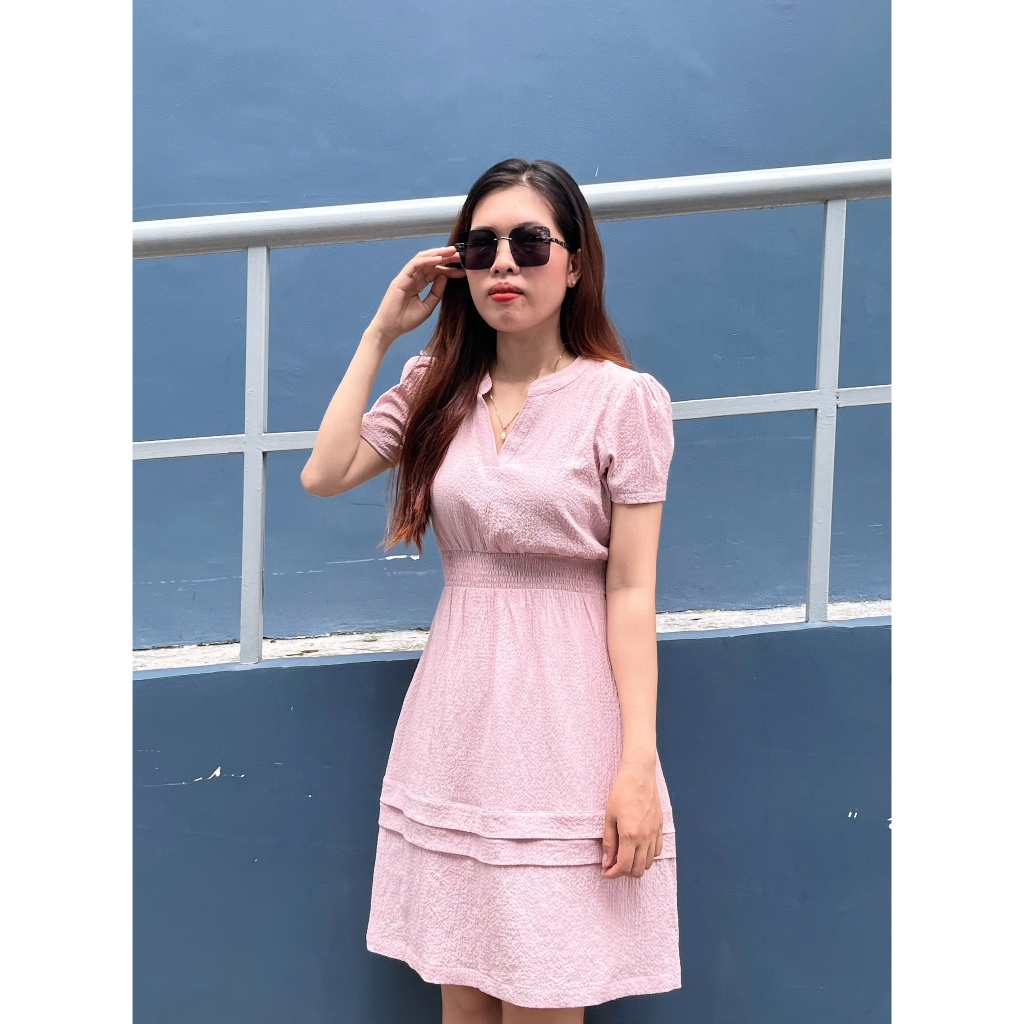 (Mới) LUMI - Đầm công sở nữ vải đũi xốp thoáng mát, thiết kế thanh lịch phù với mọi sự kiện