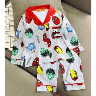 Bộ thun lạnh in 3D Ann's Kids tay dài quần dài pijama cho bé trai mặc ngủ chất mềm mịn mát họa tiết siêu nhân, xe hơi