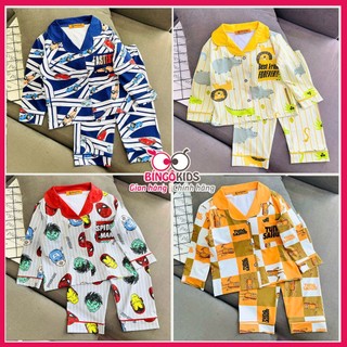 Bộ thun lạnh in 3D Ann's Kids tay dài quần dài pijama cho bé trai mặc ngủ chất mềm mịn mát họa tiết siêu nhân, xe hơi