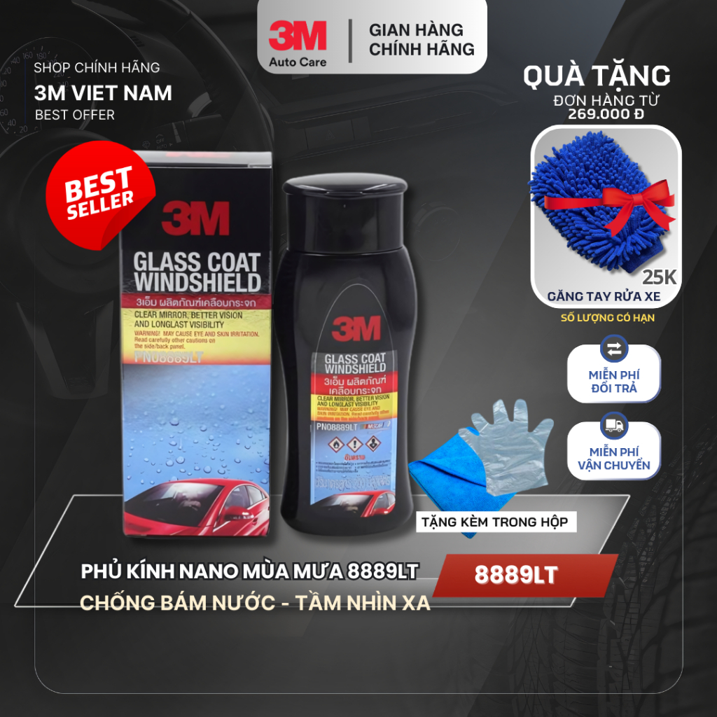 SSPIC199K GIẢM 10% ]Dung dịch chống bám nước kính xe 3M™ Glass