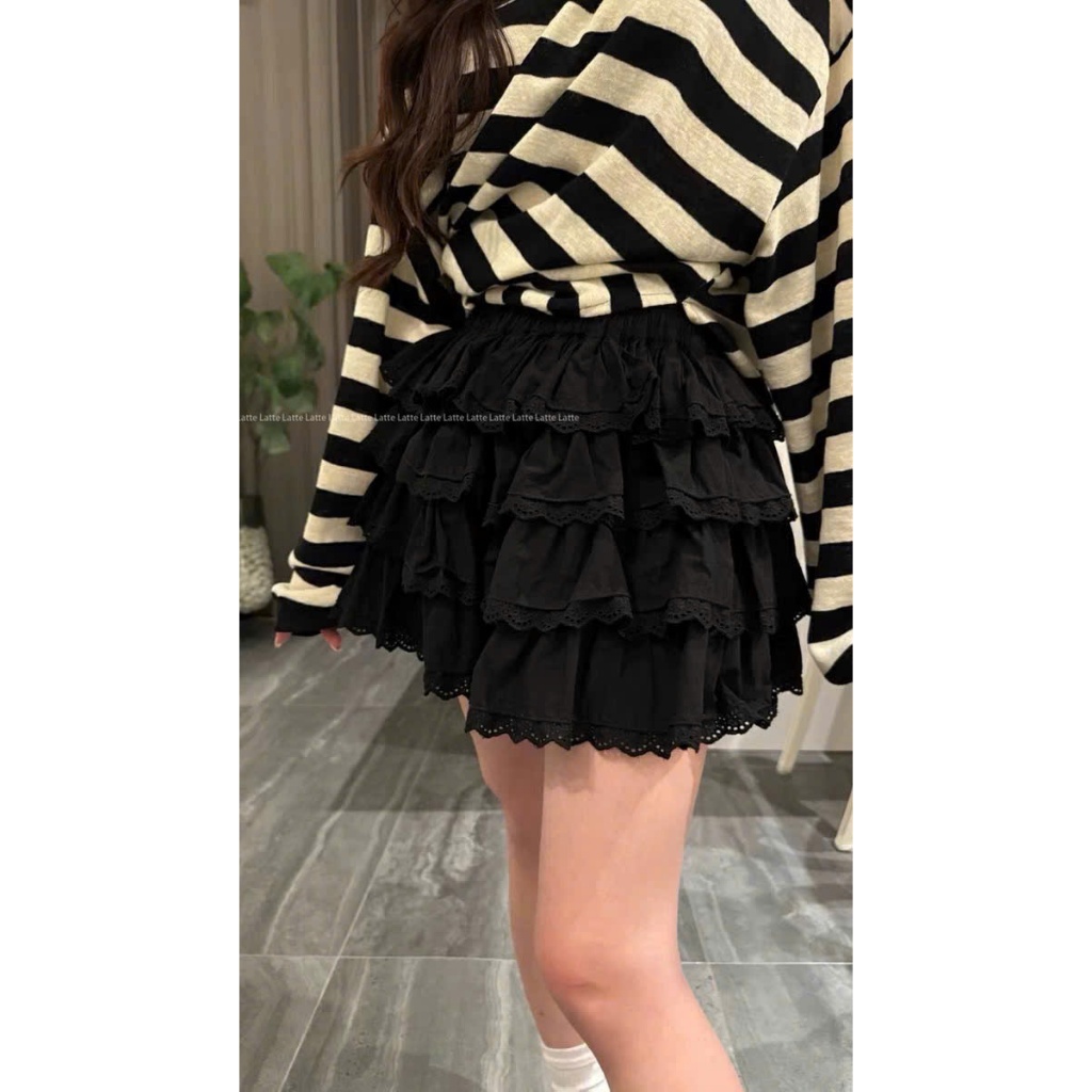 Chân váy bé gái tầng phối ren xinh xắn  form xoè, dễ phối đồ mẹ và bé ,