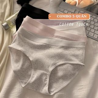 COMBO 5 Quần lót nữ cotton gân tăm dày dặn cạp vừa tôn dáng gợi cảm kiểu dáng basic DEVARI L2416