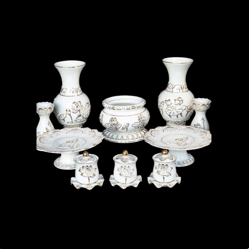 Bộ chung cúng nước Bạch Ngọc 1 ly 3 ly 5 ly.