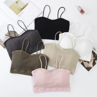 Áo bra nữ chất cotton co giãn tốt Áo lót 2 dây mút sẵn mỏng nhẹ kiểu basic màu trơn dễ phối đồ B7719