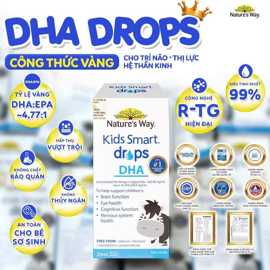 DHA Nature's Way Kids Smart Drops Bổ Sung DHA EPA, Hỗ Trợ Bổ Não Và Mắt Cho Bé 20ml