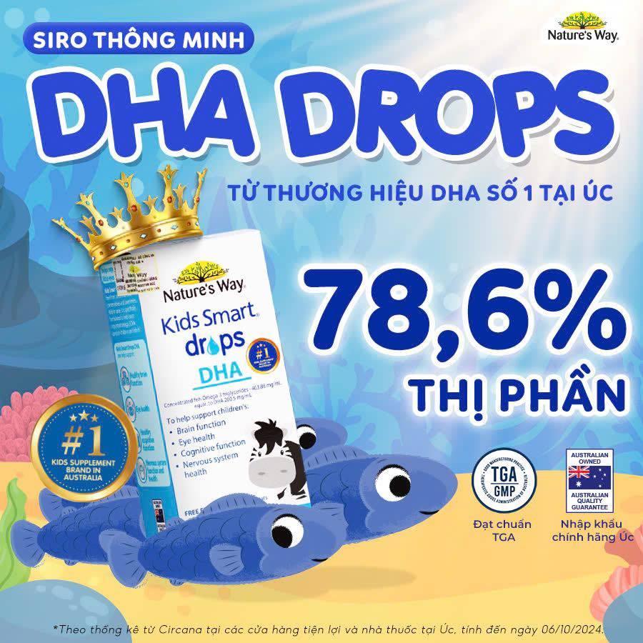 DHA Nature's Way Kids Smart Drops Bổ Sung DHA EPA, Hỗ Trợ Bổ Não Và Mắt Cho Bé 20ml