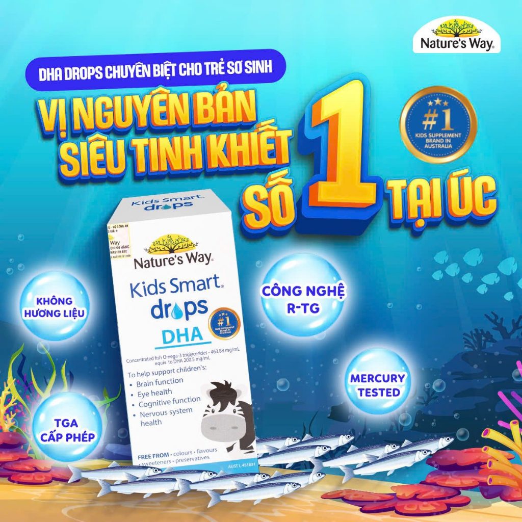 DHA Nature's Way Kids Smart Drops Bổ Sung DHA EPA, Hỗ Trợ Bổ Não Và Mắt Cho Bé 20ml