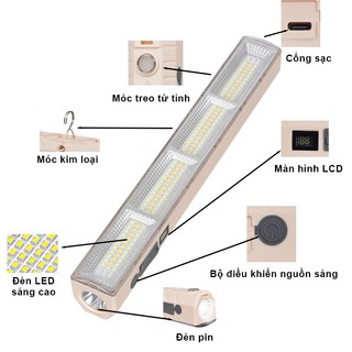 Đèn Cắm Trại Tích Điện Cầm Tay - LED 3000W Chống Nước IP66+, 4 Chế Độ Sáng, Cảnh Báo, Đổi Màu