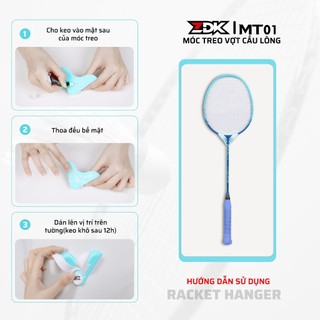 Móc Treo Vợt Cầu Lông ZDK MT01 3D Nhựa PETG Nguyên Sinh, Dán Tường Chắc Chắn, Treo Vợt Gọn Gàng