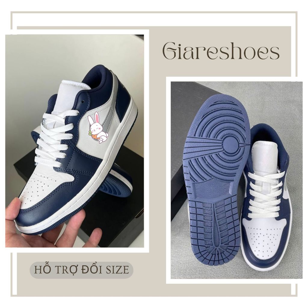 Giày Sneaker Đen Trắng, Giày Thể Thao Xanh Navy Vệt Xám Nam Nữ Đen Trắng