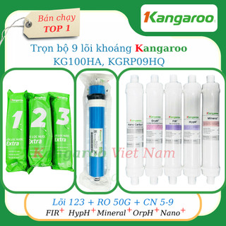 Trọn bộ 9 lõi lọc Máy Lọc Nước Kangaroo đời mới nhất 2025 nhà Kangaroo - Tặng kèm cút và phụ kiện
