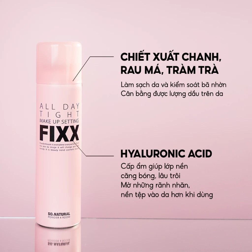 Xịt Khóa Makeup Fixx So Natural Từng Loại Da AllDay Tight - Real Matte - Water Glow Makeup 75ML