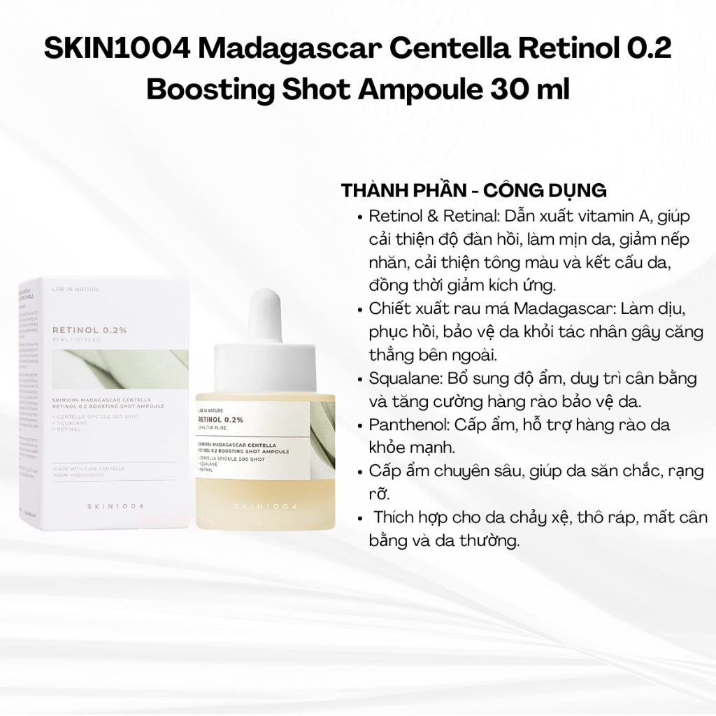 Serum SKIN1004 Madagascar Centella Retinol 0.2 Boosting Shot Ampoule 30ml