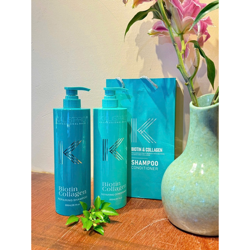 Dầu Gội Biotin Collagen Kalispro lưu hương lâu, hương nước hoa, phục hồi hư tổn, mềm mượt hỗ trợ mọc tóc, 800ml