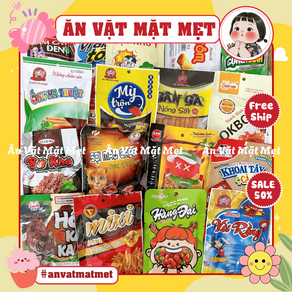 [COMBO 5 GÓI] Tăm Cay Các Loại Đồ Ăn Vặt Cổng Trường, Snack Bim Bim ...