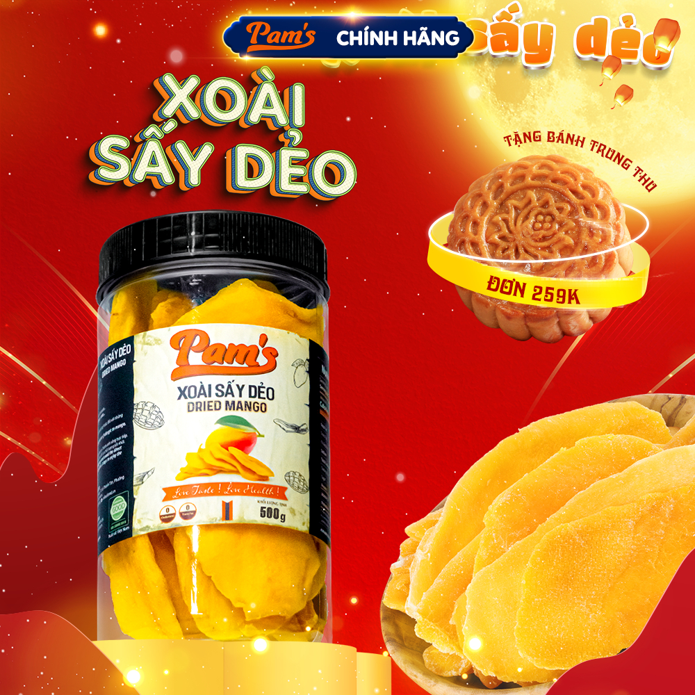 Xoài Sấy Dẻo Nguyên Miếng Loại 1 Pams 250-500g/hũ - Ít Ngọt, Thích Hợp Ăn Kiêng