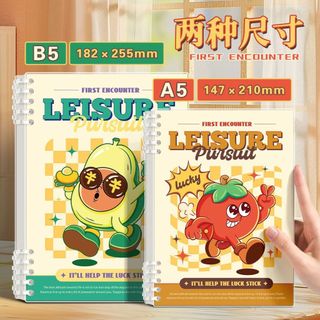 Sổ vở còng bìa lót hoạ tiết Thế giới trái cây cảm xúc LEISURE + Ruột Giấy BONZAI