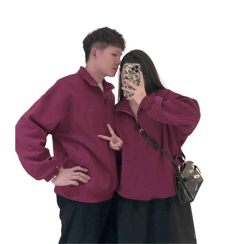 40-115KG Áo Thun Polo Tay Dài Nam Nữ Thu Đông Giữ Ấm Khóa Zip BIGSIZE - MÃ 49