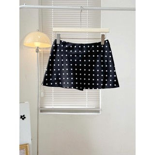 Váy chữ A mini skirt 2 lớp váy chấm bi dây khóa kéo bên hông Lolalalo