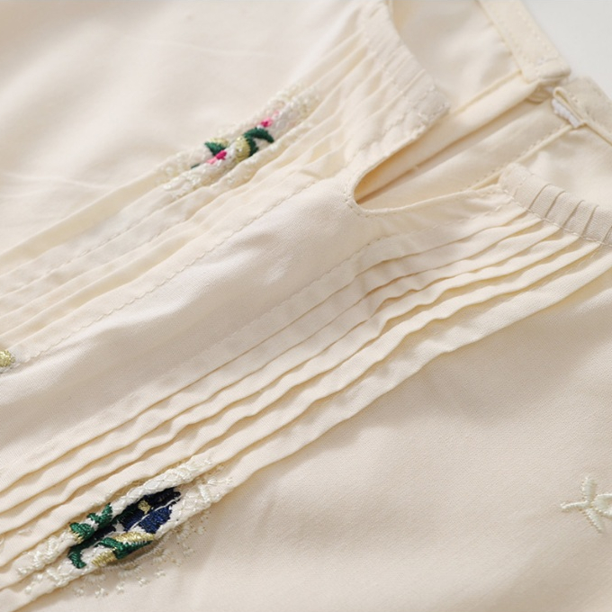 Váy Cho Bé Gái HANIA KIDS, Váy Babydoll Thêu Hoa Nhí Tay Bo Chất Liệu An Toàn Với Da Bé
