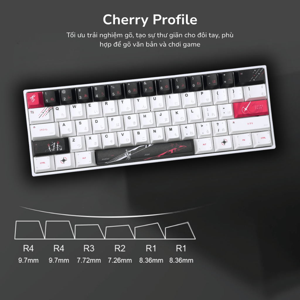 Keycap Anime Yuki Aim, Nhựa PBT Dày 1,5mm Cao Cấp, Cherry Profile, In Dye-Sub Cao Cấp cho Wooting | BigBuy360 - bigbuy360.vn