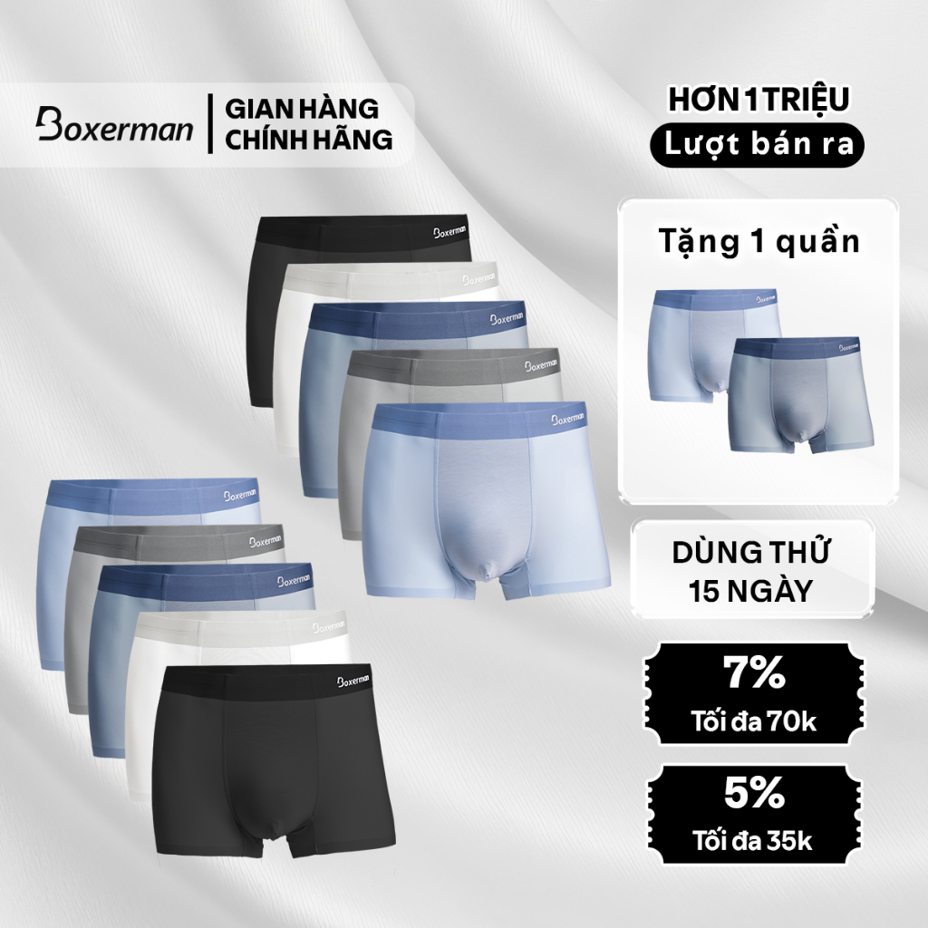 Combo 10 Quần boxer nam thun lạnh PROFIT, Quần lót nam thoáng khí BOXERMAN (mua 10 tặng 2)
