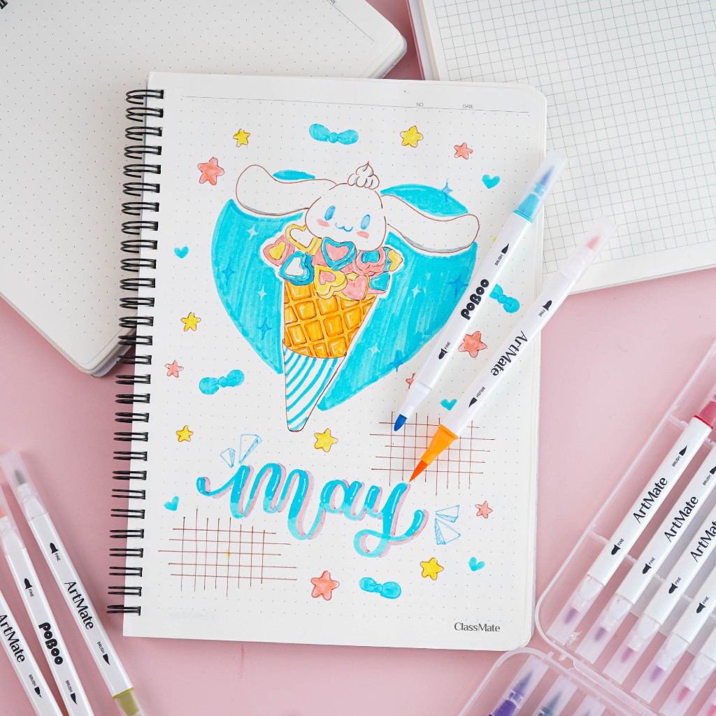 [Tặng 1 Bút] Sổ Tay Ghi Chép 100GSM Van Gogh Sổ Lò Xo Dòng Kẻ Chấm Dot Grid 160 Trang, Sổ Ghi chép Classmate B5 A5 A6 A7